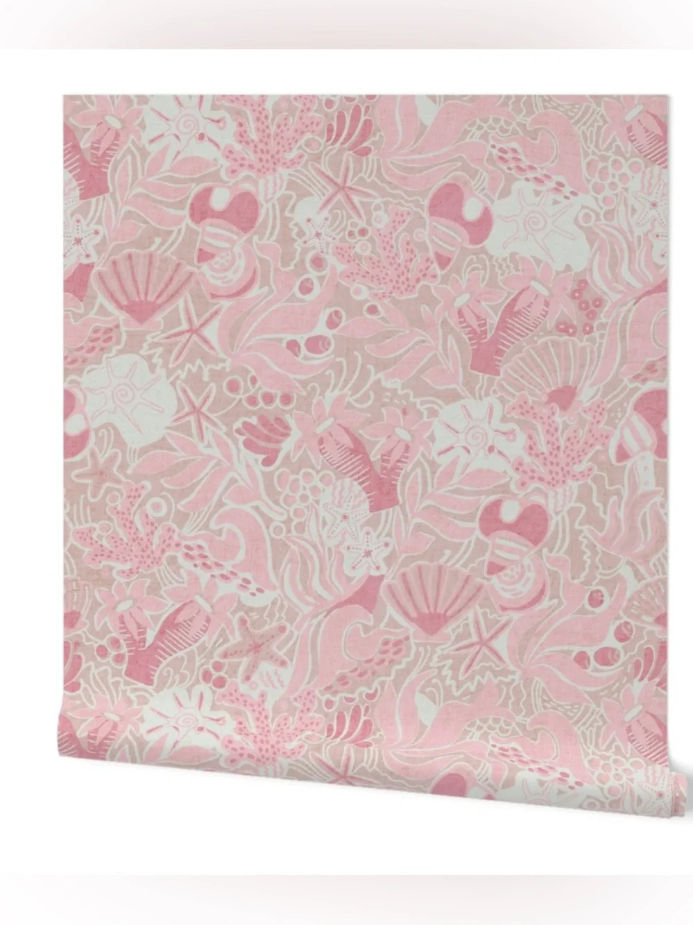 NWT SPOONFLOWER Pre Pasted Wallpaper RockPool Texture Pink Beige 1 Roll 2’ x 12’